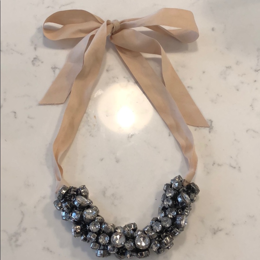 Chunky rhinestone ribbon necklace